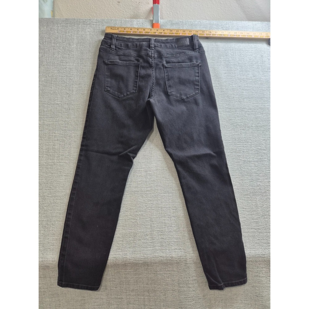 Tahari Jeans Womens 8/29 Black Denim Dark Wash Cotton Stretch Tapered Leg Logo - Picture 7 of 12